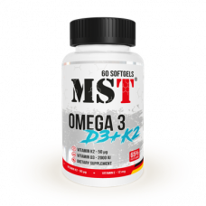 Омега-3, Omega 3 65% + D3 + K2, MST Nutrition, 60 гелевых капсул, Z08745
  