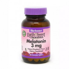 Melatonin, Melatonin, Bluebonnet Nutrition, EarthSweet, Raspberry Flavor, 3 mg, 60 Chewable Tablets, Z09458
 