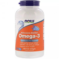 Омега-3, 180 EPA/120 DHA, Molecularly Distilled Omega-3, Now Foods, 1000 мг, 200 капсул из рыбьего желатина, Z09459
  