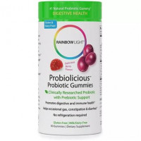 Пробиотики, Probiolicious Probiotic Gummies, Delicious Berry Flavor, Rainbow Light, вкус ягод, 50 жевательных таблеток, Z09464
  