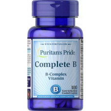 Комплекс витаминов группы В, Complete B (Vitamin B Complex), Puritans Pride, 100 каплет, Z09474
  