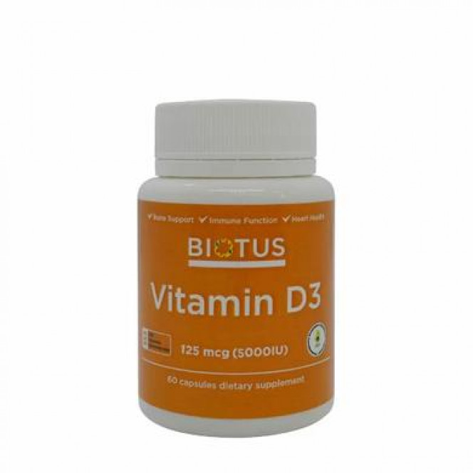 Vitamin D3, Vitamin D3, Biotus, 5000 IU, 60 capsules, Z09483
 