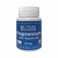 Магний и витамин В6, Magnesium with Vitamin B6, Biotus, 100 таблеток, Z09485
  