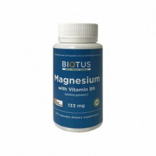 Магний и витамин В6, Magnesium with Vitamin B6, Biotus, экстра сильный, 100 капсул, Z09487
  