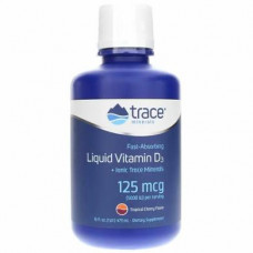 Liquid Vitamin D3, Liquid Vitamin D3, Trace Minerals Research, 5000 ME, Tropical Cherry Flavor, 473 ml, Z09491
 