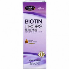 Biotin Drops, Biotin Drops For Healthy Hair & Nails, Life Flo Health, Vanilla Flavor, 10,000 mcg, 60 ml, Z09498
 