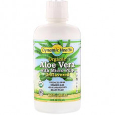 Organic Aloe Vera Juice with Micro Pulp 100% Juice, Dynamic Health Laboratories, Unflavored, 946 ml, Z09556
 