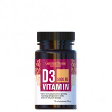 Vitamin D3, GoldenPharm, 5000 IU, 90 Softgels, Z09571
 