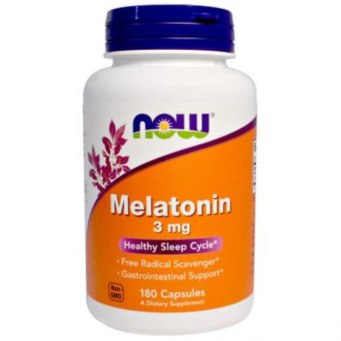 Мелатонин, Melatonin, Now Foods, 3 мг, 180 капсул, 04521
  