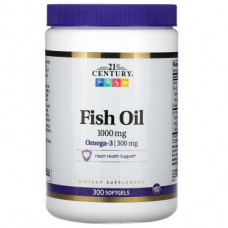 Fish Oil Capsules, Fish Oil, 21st Century, 1000 mg, 300 Capsules, 04527
 