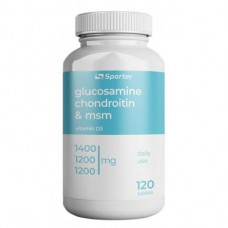 Комплекс для суставов и связок, Glucosamine&chondroitin+MSM+D3 (1400/1200/1200), Sporter, 120 таблеток, Z09904
  