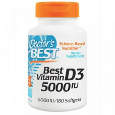 Витамин Д3, Vitamin D3, Doctors Best, 125 мкг (5000 МЕ), 180 капсул, 05622
  