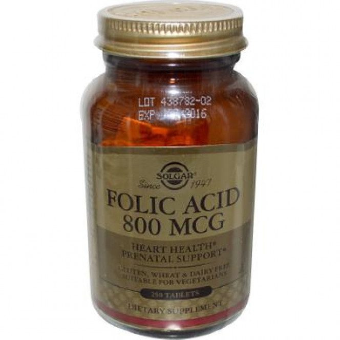 Фолиевая кислота, Folic Acid, Solgar, 800 мкг, 250 таблеток, 6679
  