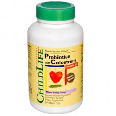 Probiotics with Colostrum, ChildLife, Berry, 90 Chewable Tablets, 7659
 