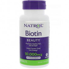 Biotin Maximum, Biotin, Natrol, 10,000 mcg, 100 Tablets, 7813
 