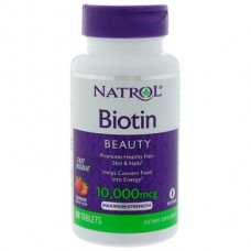 Biotin, Biotin, Natrol, Strawberry, 10,000 mcg, 60 Tablets, 7870
 