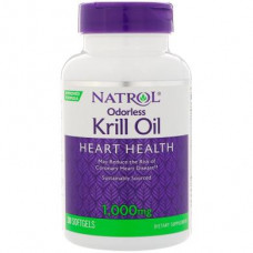 Krill Oil, Odorless Krill Oil, Natrol, 1000 mg, 30 Softgels, 7911
 