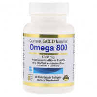 Omega 800 Fish Oil, Omega 800, California Gold Nutrition, 80% EPA / DHA, 1000 mg, 30 Capsules, 8123
 