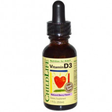 Vitamin D3 for children, Vitamin D3, ChildLife, berry flavor, 29.6 ml, 8304
 