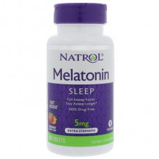 Melatonin, Melatonin, Natrol, Instant, Strawberry Flavor, 5 mg, 90 Tablets, 8420
 