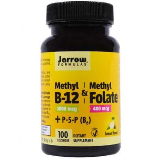 Метилфолат и метил B-12, Methyl B-12 & Methyl Folate, Jarrow Formulas, 1000 мкг / 400 мкг, 100 леденцов, 8665
  