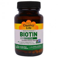 Biotin, Biotin, Country Life, 5 mg, 120 Capsules, 8826
 