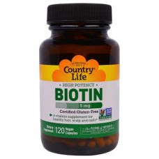 Biotin, Biotin, Country Life, 5 mg, 120 Capsules, 8826
 