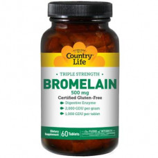 Bromelain, Bromelain, Country Life, 500 mg, 60 Tablets, 8832
 