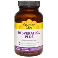 Ресвератрол плюс (Resveratrol), Country Life, 120 капсул, 8848
  