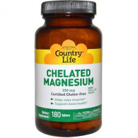 Chelated Magnesium Country Life, 250 mg, 180 Tablets, 8851
 