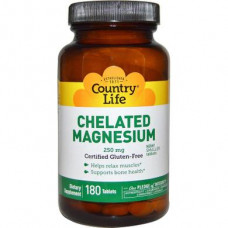 Chelated Magnesium Country Life, 250 mg, 180 Tablets, 8851
 