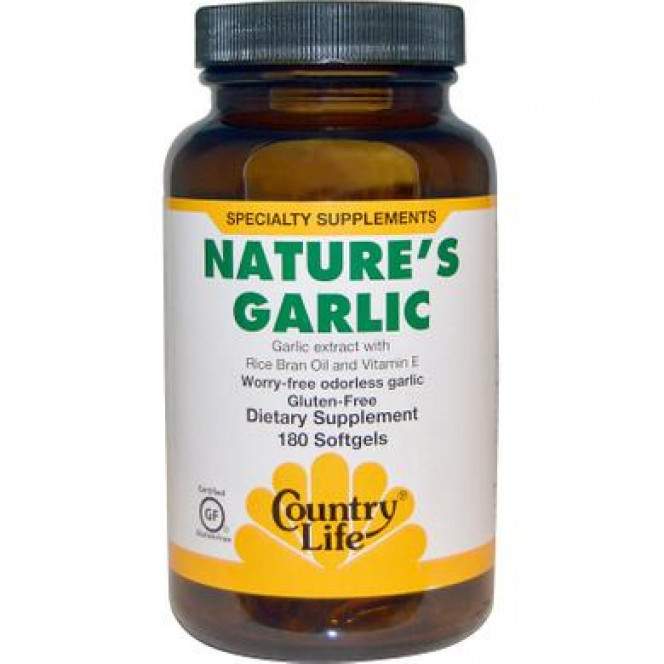 Чесночное масло, Nature's Garlic, Country Life, 180 капсул, 8990
  