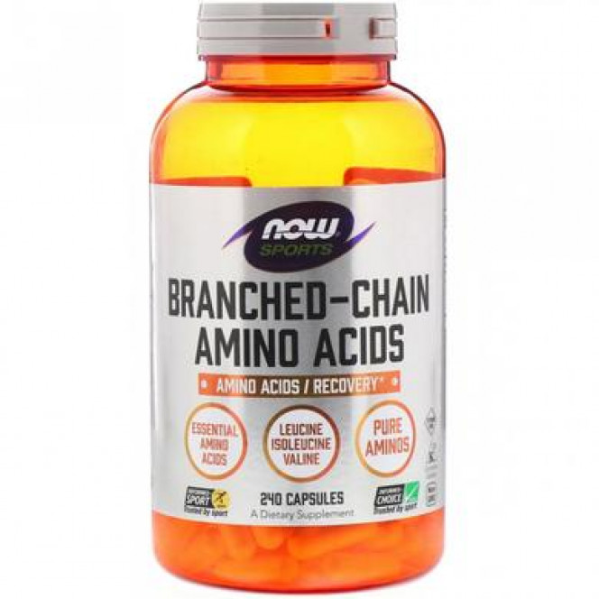 BCAA аминокислоты, Amino Acids, Now Foods, Sports, 240 капсул, 03549-2
  