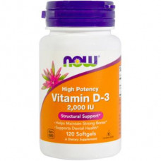 Vitamin D3, Vitamin D-3, Now Foods, 2000 IU, 120 Capsules, 9167
 