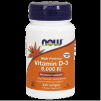 Vitamin D3, Vitamin D-3, Now Foods, 5000 IU, 240 Capsules, 9168
 