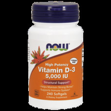 Vitamin D3, Vitamin D-3, Now Foods, 5000 IU, 240 Capsules, 9168
 