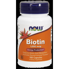 Biotin, Biotin, Now Foods, 1000 mcg, 100 Capsules, 9176
 