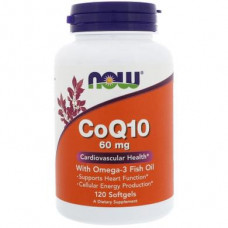 Коэнзим Q10 с рыбьим жиром, CoQ10, Now Foods, 60 мг 120 капсул, 9336
  