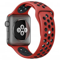 Silicone STR Nike Sport Band for Apple Watch 38/40/41 mm (Series SE/7/6/5/4/3/2/1) - Red/Black