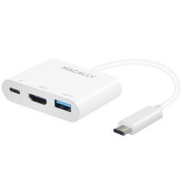 Адаптер Macally мульти портовый (3 в 1) с USB-C 3.1 порта на HDMI 4K порт, три USB-А 3.1/3.0 порта и зарядный USB-C порт для порта ноутбука, белый (UCHDMI4K)