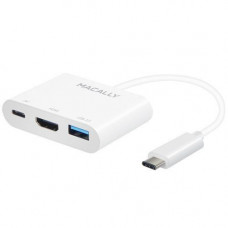 Адаптер Macally мульти портовый (3 в 1) с USB-C 3.1 порта на HDMI 4K порт, три USB-А 3.1/3.0 порта и зарядный USB-C порт для порта ноутбука, белый (UCHDMI4K)