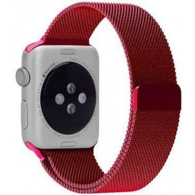 Metal Strap STR Milanese Loop Band for Apple Watch 38/40/41 mm (Series SE/7/6/5/4/3/2/1) - Red