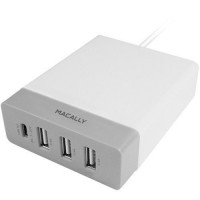 Macally AC charger with USB-C port and three USB-A ports, white (HOME72UC-EU)