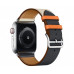 Leather strap STR Hermes Single Tour for Apple Watch 38/40/41 mm (Series SE/7/6/5/4/3/2/1) - Indigo/Orange