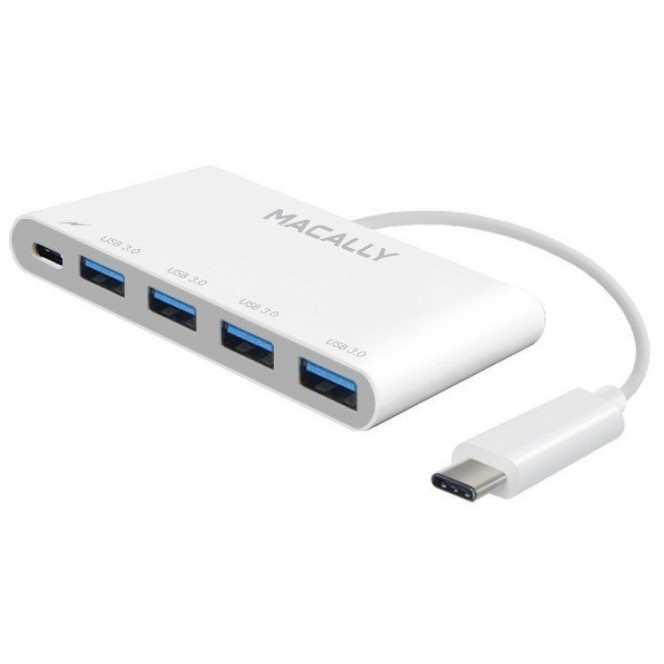 Хаб Macally для USB-C 3.1 порта на 4 USB-A 3.0 порта с зарядным USB-C 3.1 портом, белый (UC3HUB4C)