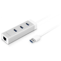 Hub Macally for USB-A 3.0 ports to 3 USB-A 3.0 ports with Gigabit Ethernet port, aluminum (U3HUBGBA)