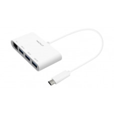 Адаптер Macally мульти портовый (3 в 1) с USB-C 3.1 порта на Gigabit Ethernet порт, три USB-А 3.1/3.0 порта и зарядный USB-C порт для порта ноутбука адаптер для USB-C порта ноутбука, белый (UCHUB3GB)