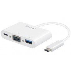 Адаптер Macally мульти портовый (3 в 1) с USB-C 3.1 порта на VGA порт, три USB-А 3.1/3.0 порта и зарядный USB-C порт для порта ноутбука, белый (UCVGA)