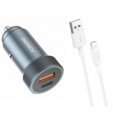 Автомобильное зарядное устройство + кабель Lightning FONENG C16 (1xUSB QC + PD / 18W) - Gray