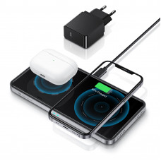 Wireless Charging with MagSafe ESR HaloLock 2-in-1 Magnetic Wireless Charger - Black